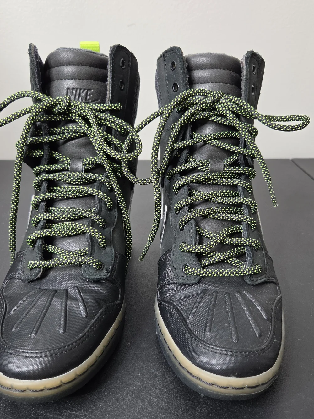 Nike Dunk Sky Hi Sneakerboot Wedge Sneakers Speckled Neon Laces